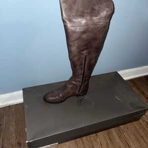 Brown Leather Knee-High Boots